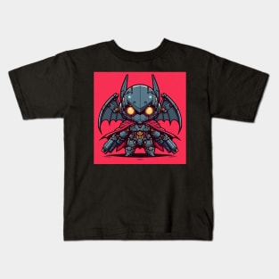 Chibi BatRobo Black Armor in red backgrounds Kids T-Shirt